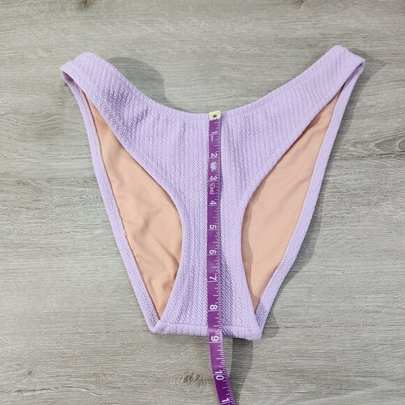 J. Crew Lilac Textured Curved Waist Cheeky Bikini Bottom New With Tags Womens S - Picture 4 of 16